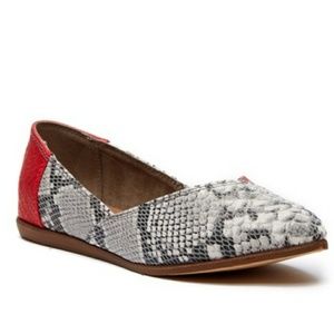 Jutti Red Snake Print Leather Flat